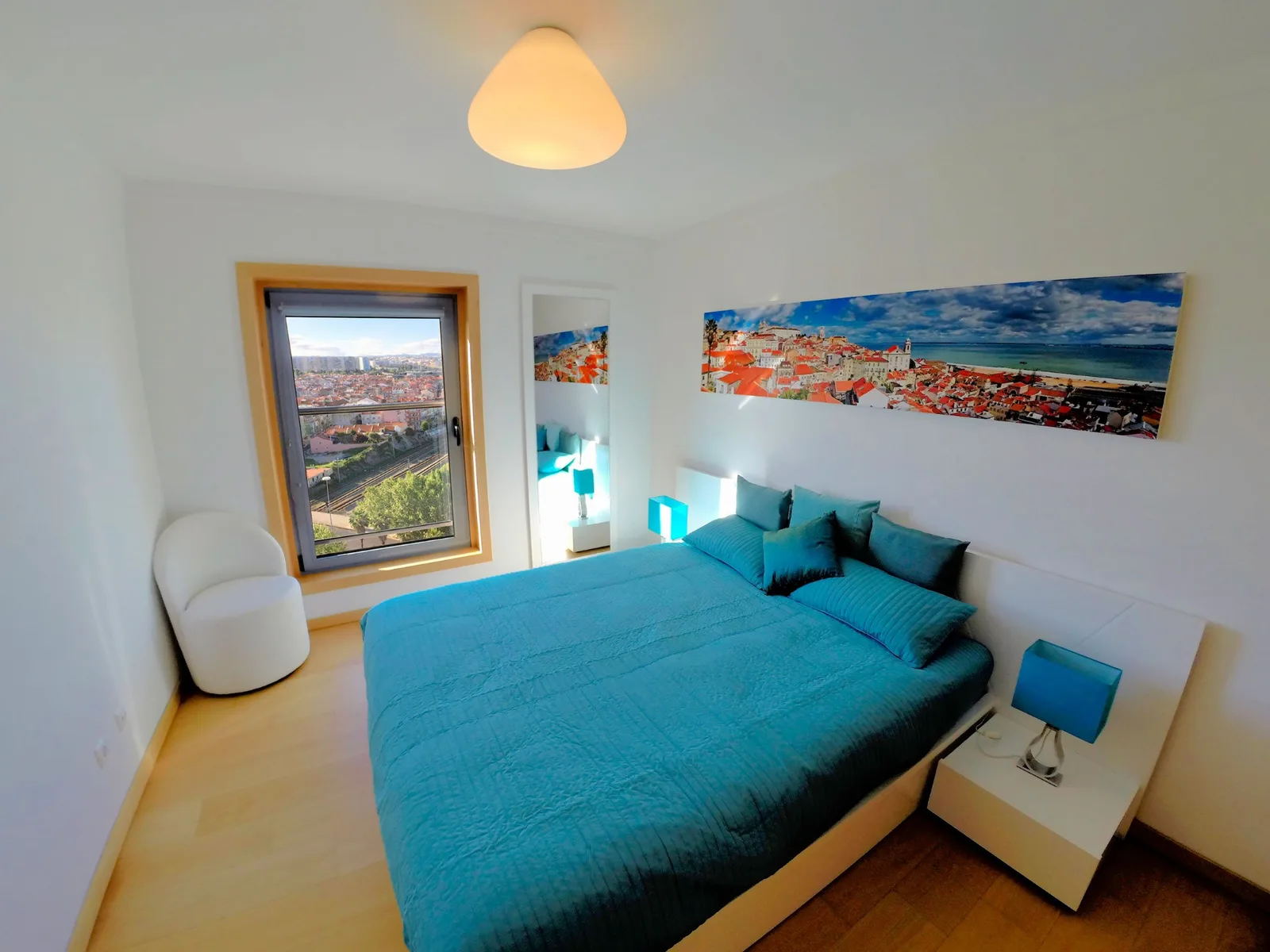 Bedroom of the Riverside apartment, Lisbon
