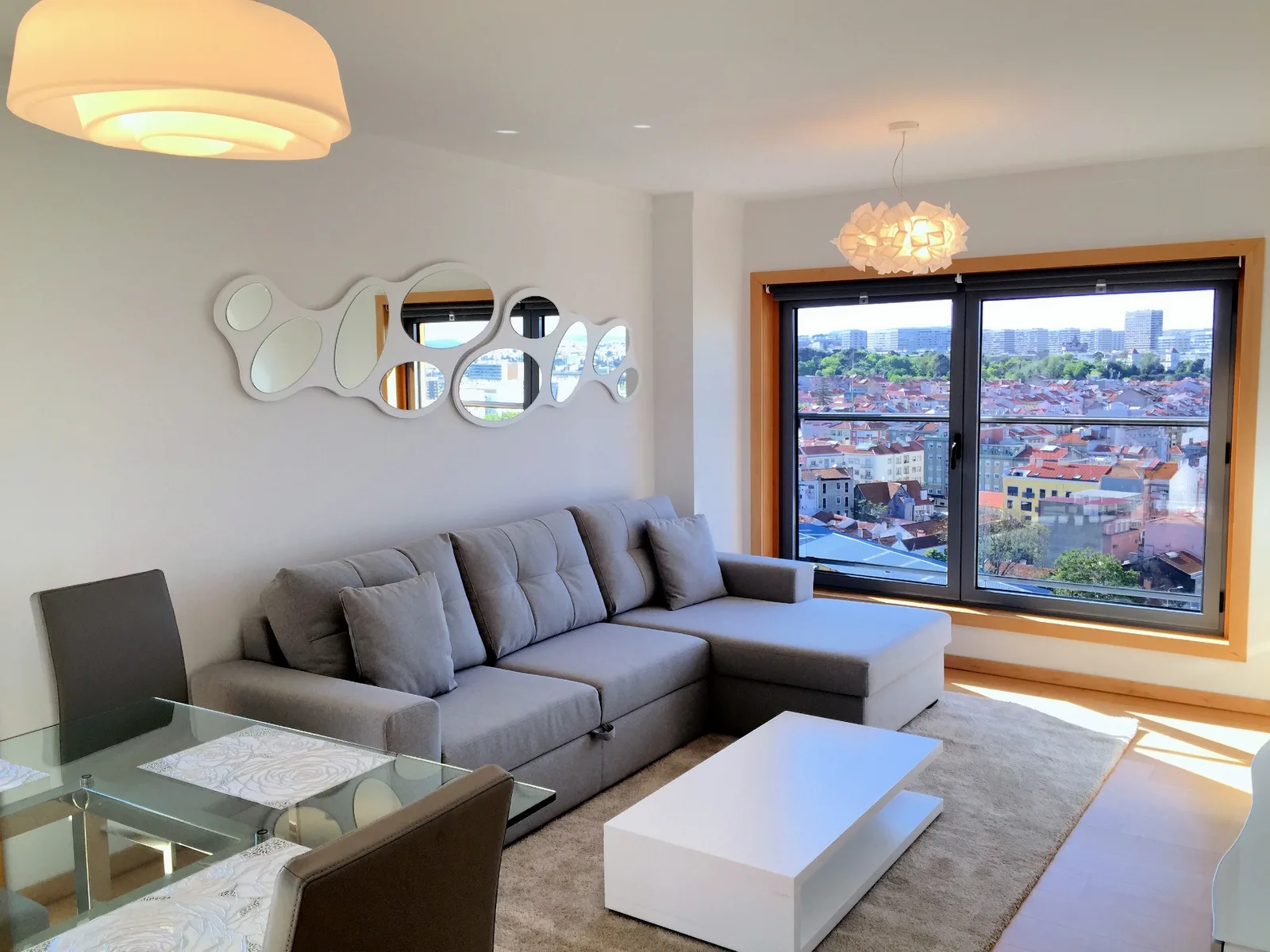 Living room of the Riverside apartment in Parque das Nações, Lisbon