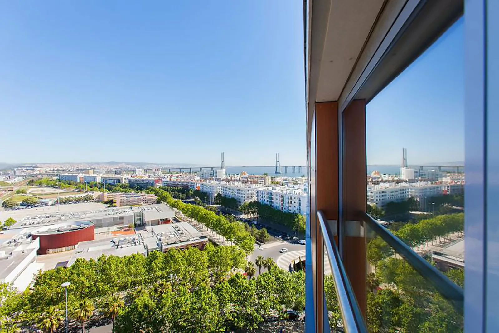 Panoramic view of Tagus river and Vasco da Gama bridge