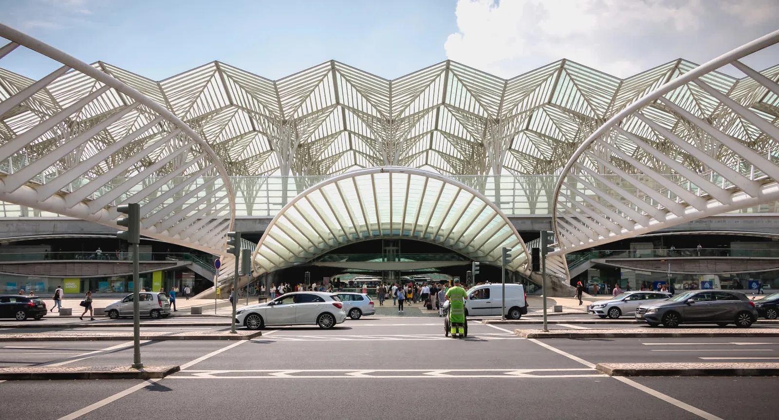 The steel canopy of Gare do Oriente in Lisbon, Calatrava's station where the Sintra line also calls